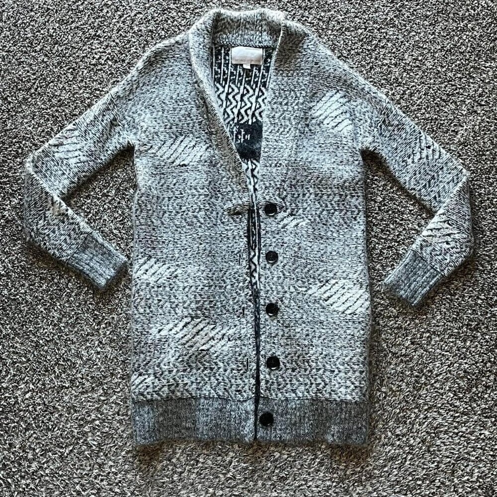 Banana Republic Gray White Mohair Merino Wool Small Cardigan Aztec Indie Chic